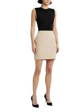 NWOT Theory Beige Houndstooth Wool Cashmere Mini Skirt Size 2